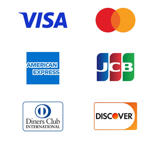 Visa、Mastercard、American Express、JCB、Diners Club、Discover がご利用いただけます
